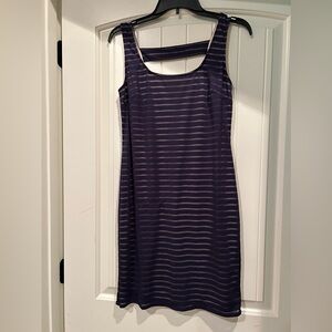 Jennifer Lopez Medium blue stripe women’s dress with lining mini slip on